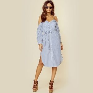 Bardot Paloma Stripe Cold Shoulder Dress